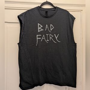 Gildan Handmade Black  "Bad Fairy" Muscle T Shirt XL